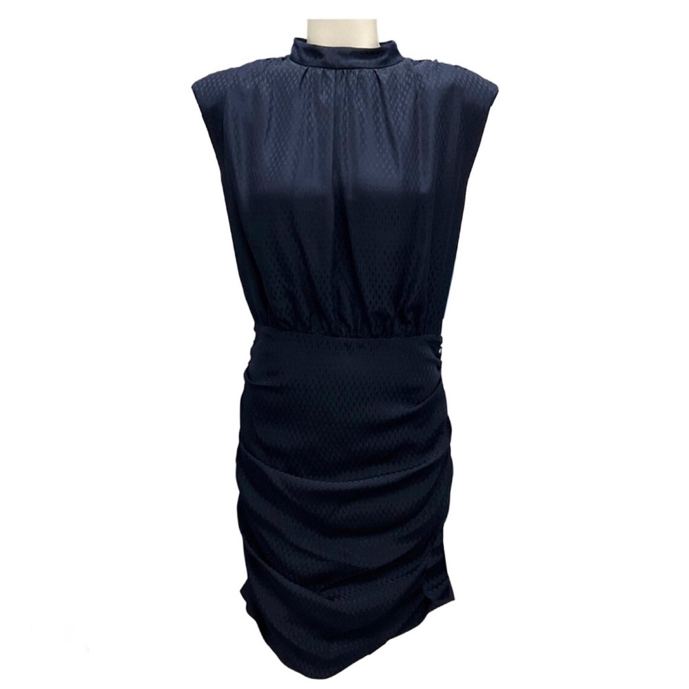 Veronica Beard Women’s 0 Tima Ruched Sides High-Collar Mini Dress in Navy - NWT! - Picture 2 of 15